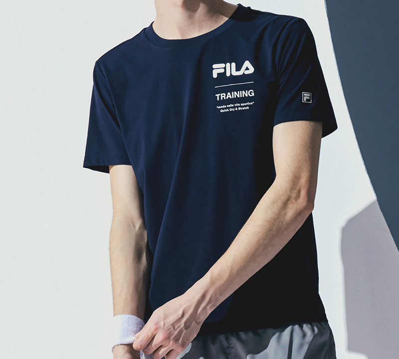 FILA Fitness Series Word Printing Sports Short Sleeve Royal blue A11M021111F-NV
