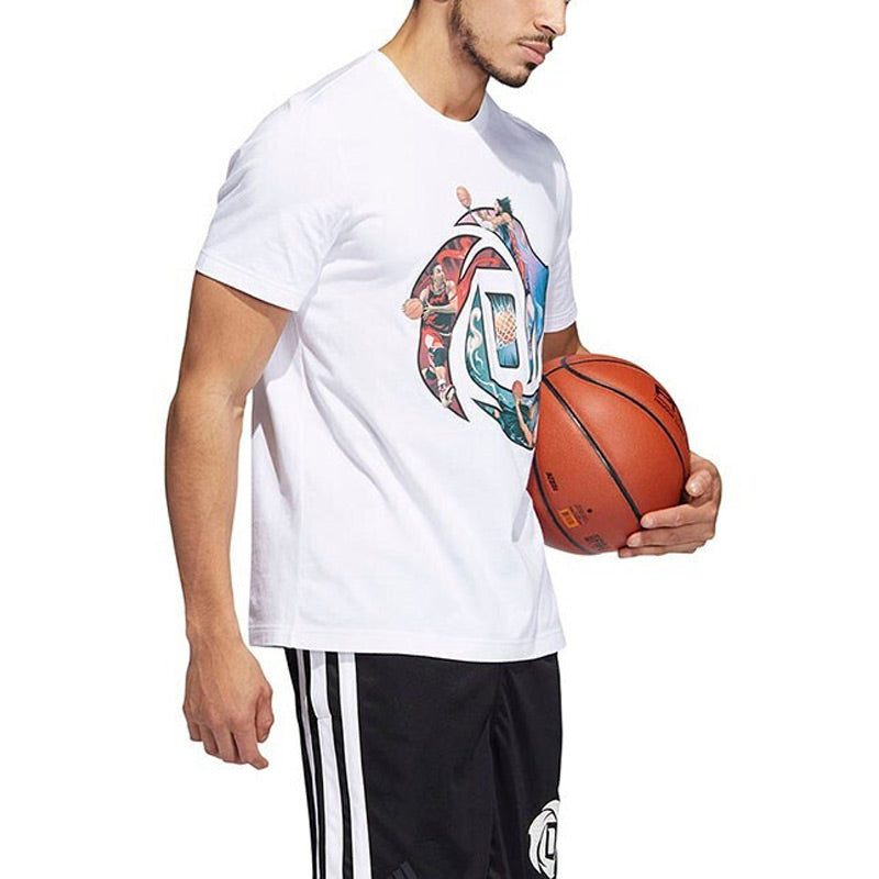 Men's adidas Rose Logo Cartoon Ross Pattern Printing Casual Round Neck Short Sleeve White T-Shirt HS4324