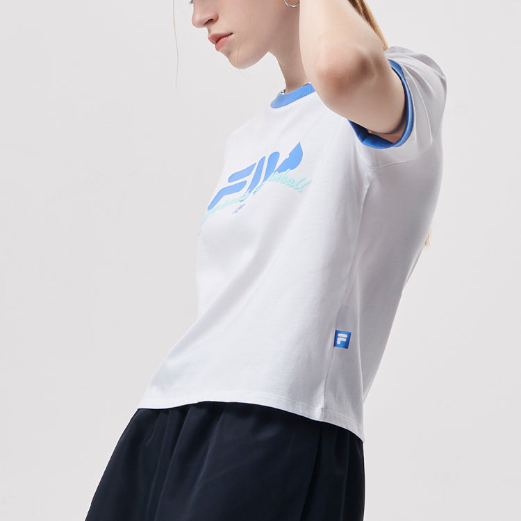 FILA FUSION Baseball Casual Sports Breathable Short Sleeve White T11W132109F-WT