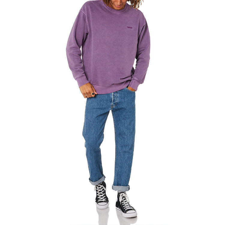 Men's Levis Round Neck Embroidered Long Sleeves Dark Purple 87466-0001