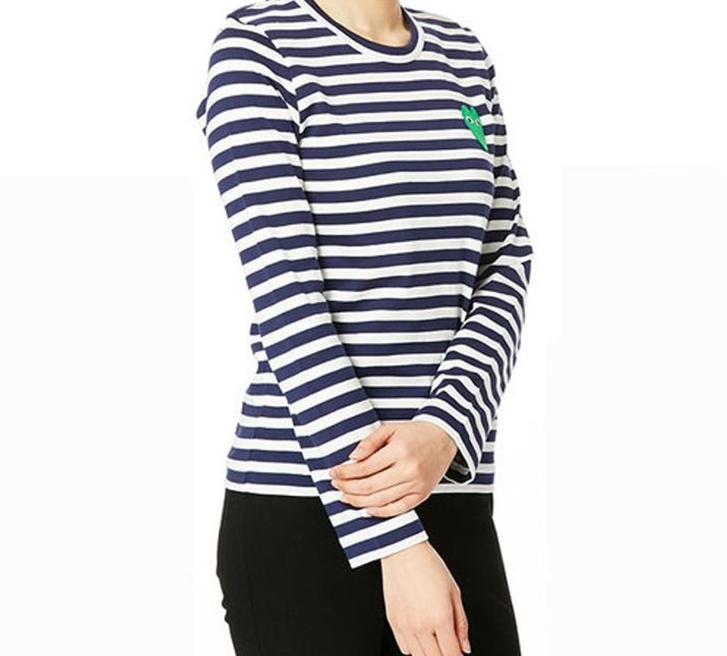 (WMNS) COMME des GARCONS PLAY Stripe Long Sleeves Tee 'Blue White Green' AZ-T051-051-1
