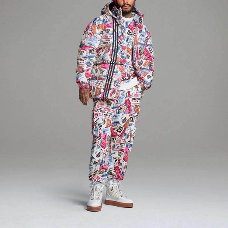 adidas originals x Ivy Park Letters Printed Sports Hooded Down Jacket Unisex Floral H18992