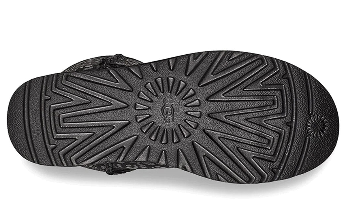 (WMNS) UGG Classic Short Snow Leopard Fleece Lined Black 1113495-BLK