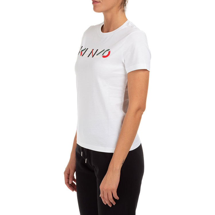 KENZO FW20 Logo Pattern Round Neck Short Sleeve White T-Shirt FA62TS8404SJ-01