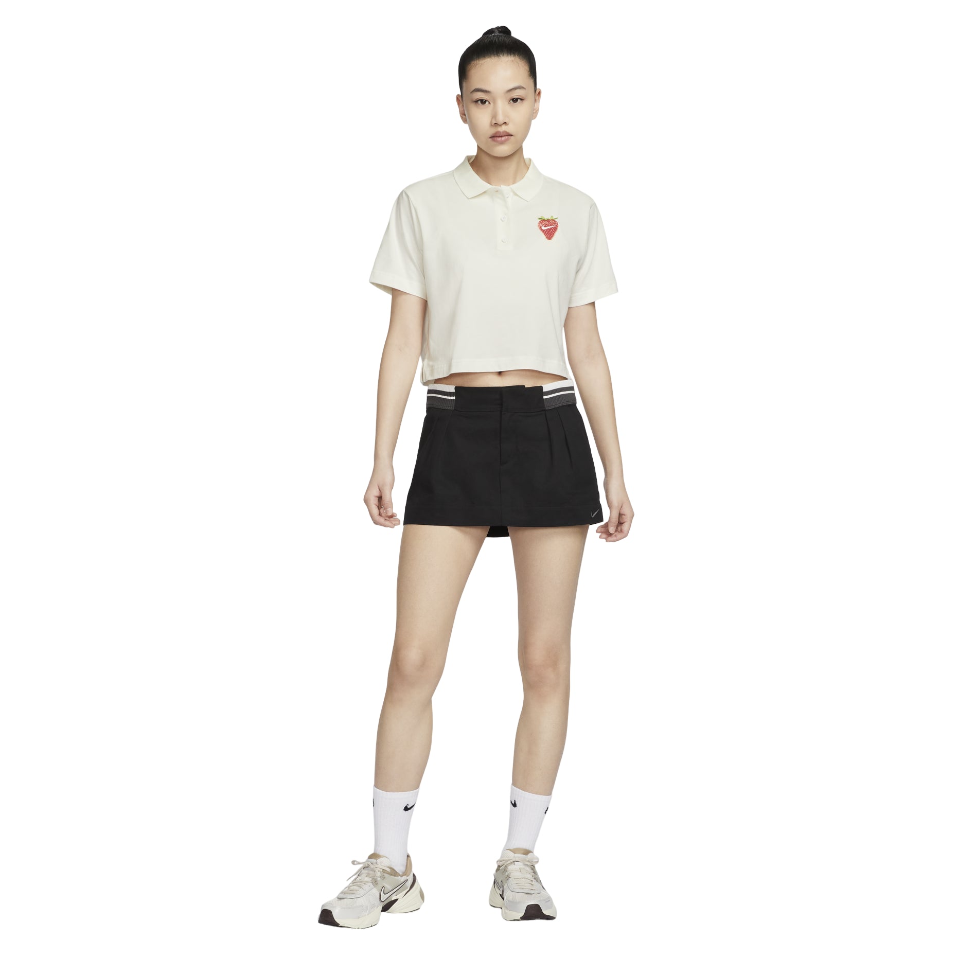 (WMNS) Nike Graphic Polo Shirt 'White Red' HQ1199-133