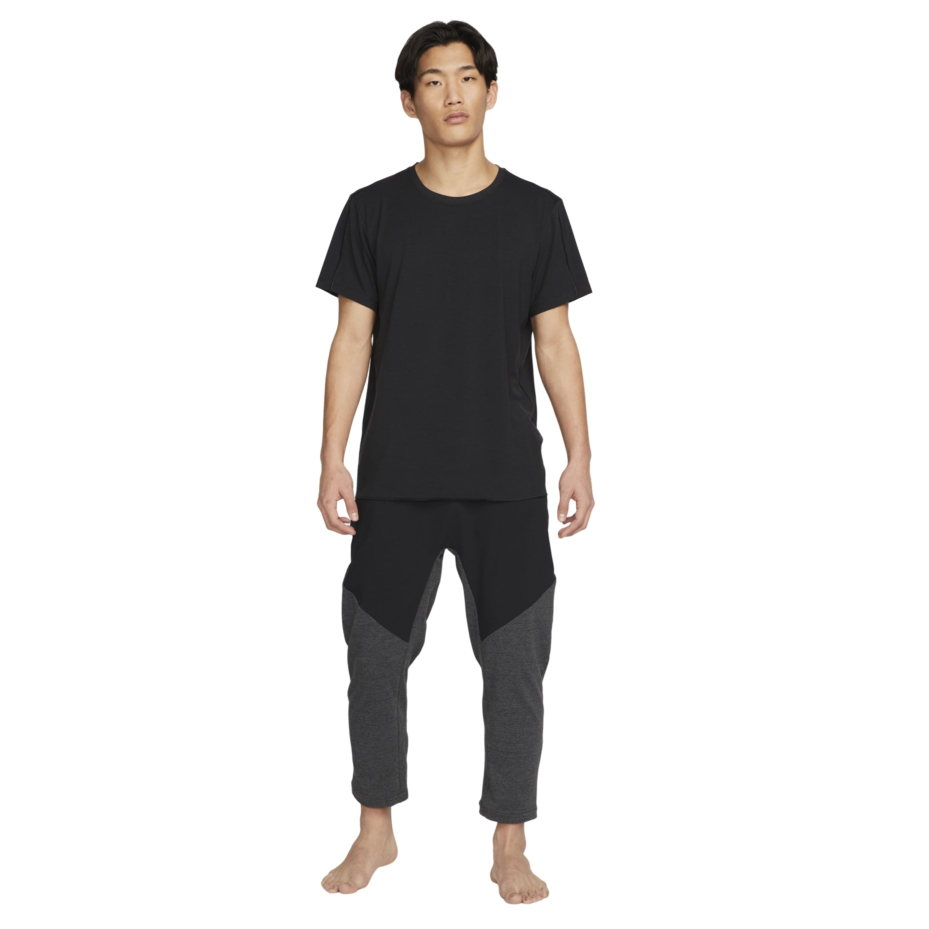 Nike Yoga Dri-Fit Solid Color Round Neck Short Sleeve Black DM7826-010