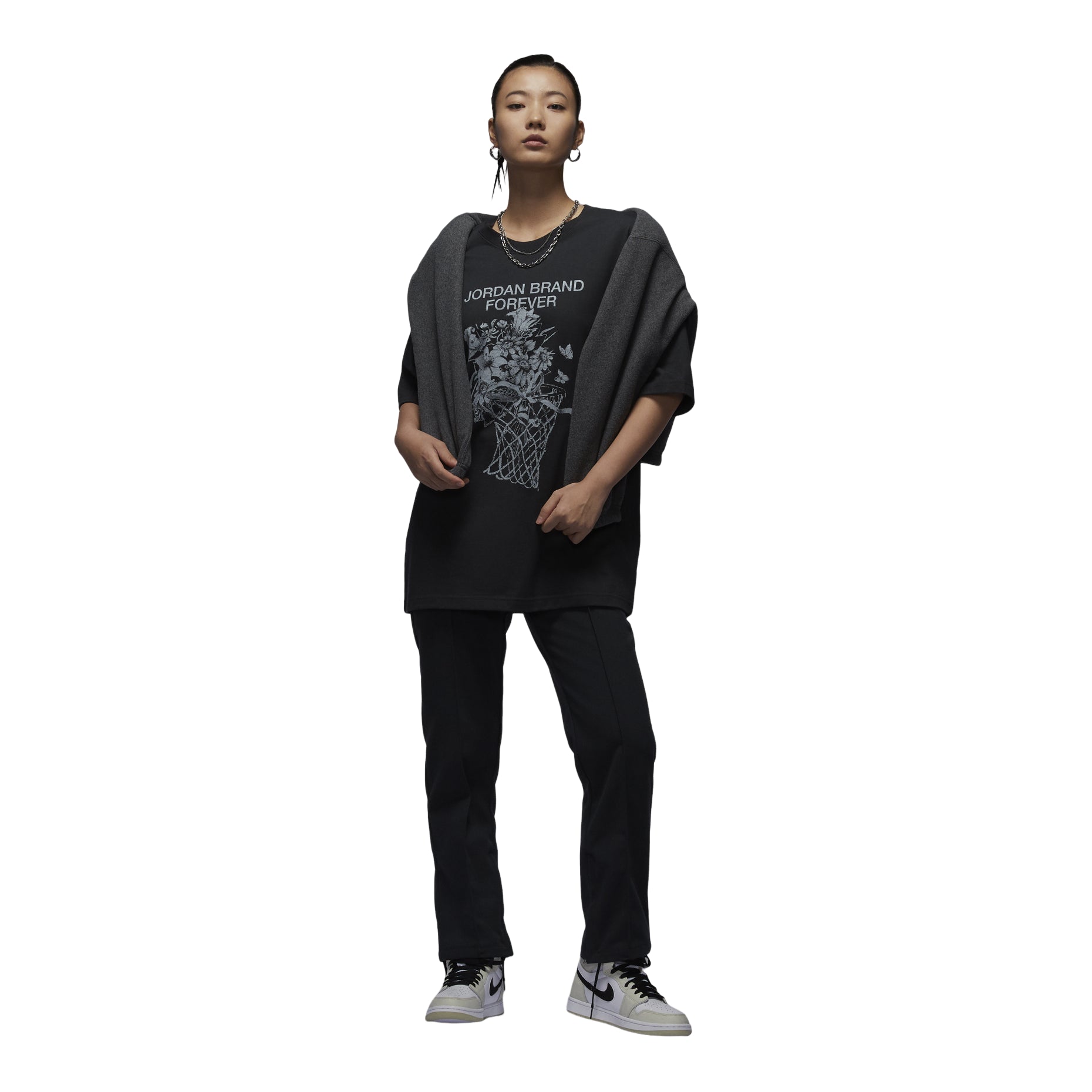 (WMNS) Air Jordan Oversized Graphic T-Shirt Asia Sizing 'Off Noir' FV7120-045