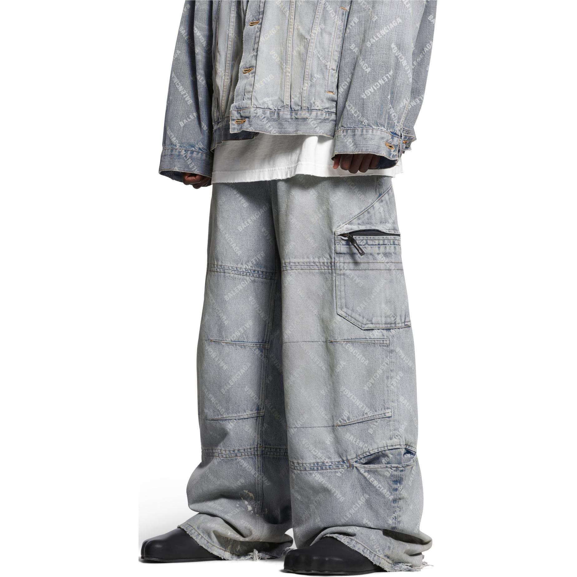 Balenciaga Bal Diagonal Allover Cargo Pants 'Light Blue' 767971TDW144979