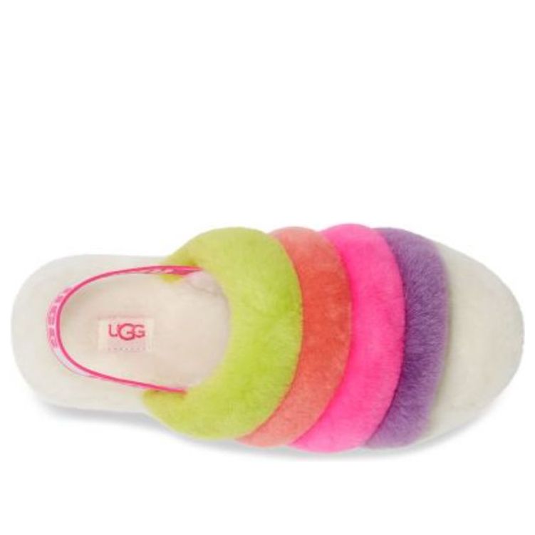(WMNS) UGG Fluff Yeah Slide 'White Taffy Pink Multi' 1097169-WHM