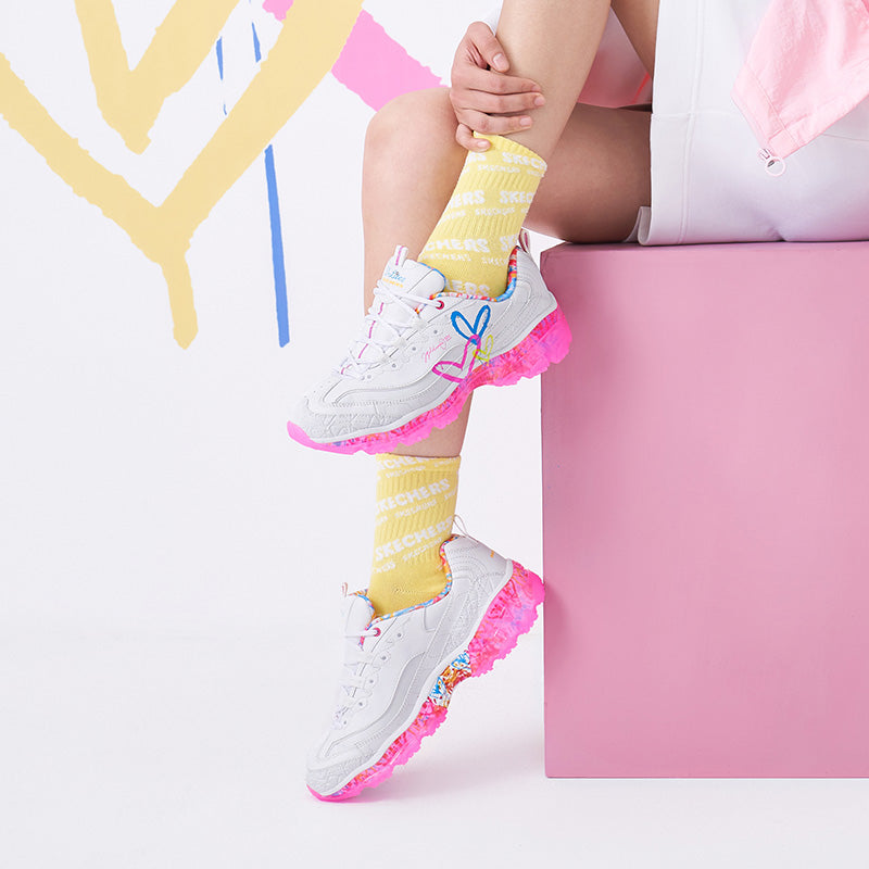 (WMNS) James Goldcrown x Skechers D'Lites Crystal Low Top Running Shoes Pink/White 149457-WMLT