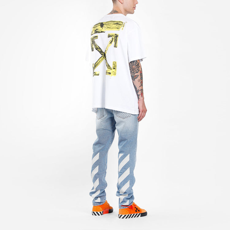 Off-White Gold Arrow Print Oversized Short-Sleeved OMAA038F191850100160