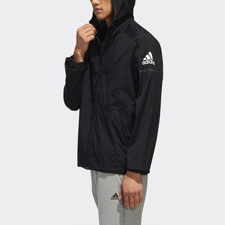 adidas Wb Light Woven Windproof hooded Logo Jacket Black FI8759