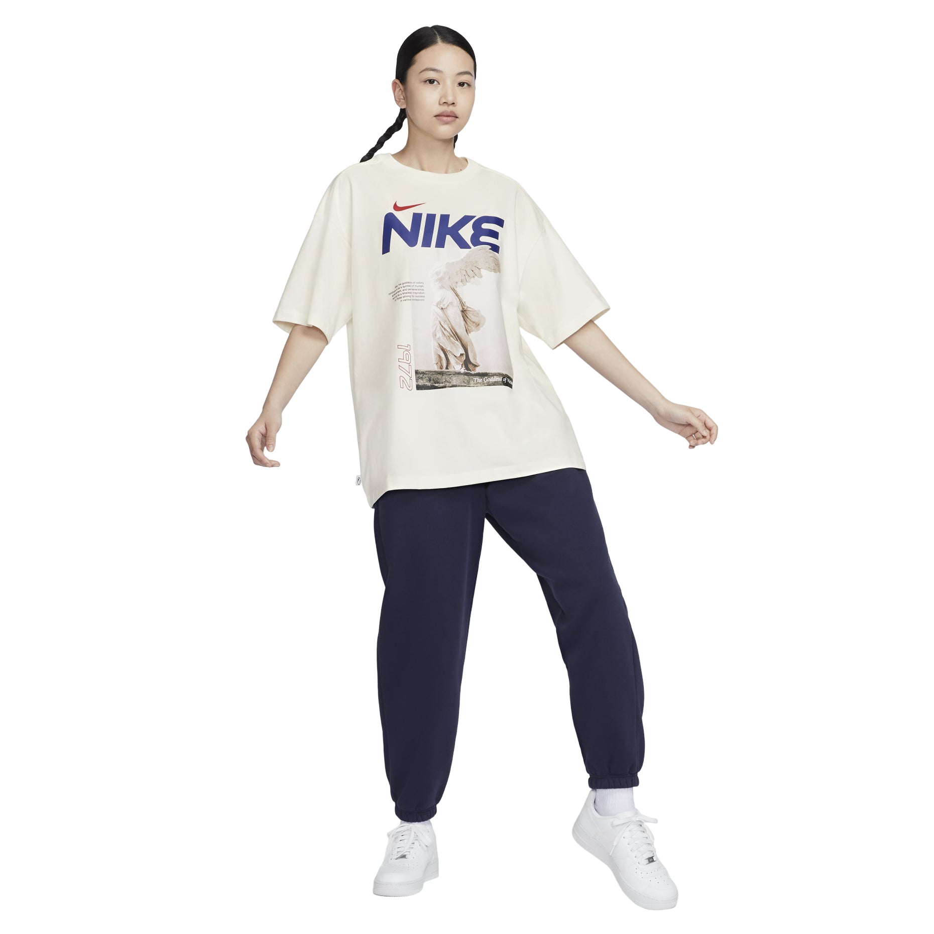 (WMNS) Nike Sportswear Graphic Oversized T-shirt Asia Sizing 'Sail' HF6292-133