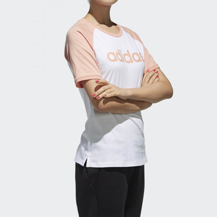 (WMNS) adidas neo Colorblock logo Printing Short Sleeve White Pink DW7949