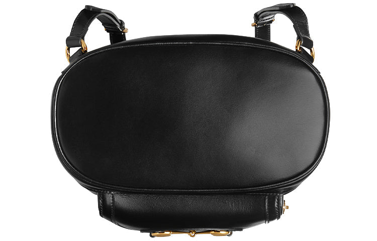 Gucci Horsebit 1955 Retro Gold buckle Leather Large Capacity schoolbag Backpack Unisex / Black Classic 620849-0YK0G-1000