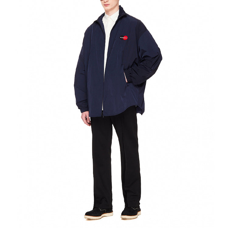 Men's Balenciaga Logo Zipper Stand Collar Jacket Blue 622002TIO508065