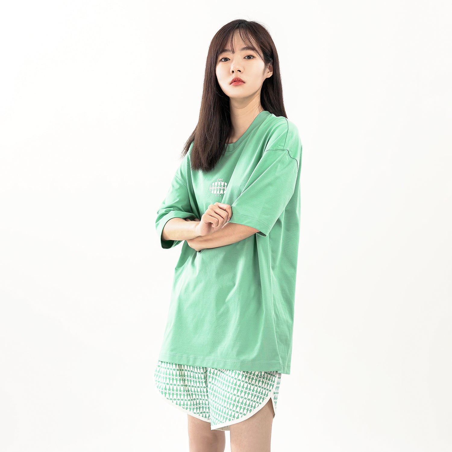 ASICS x 8ON8 Crossover Logo Sports Loose Round Neck Short Sleeve Couple Style Ocean Green 2203A122-300