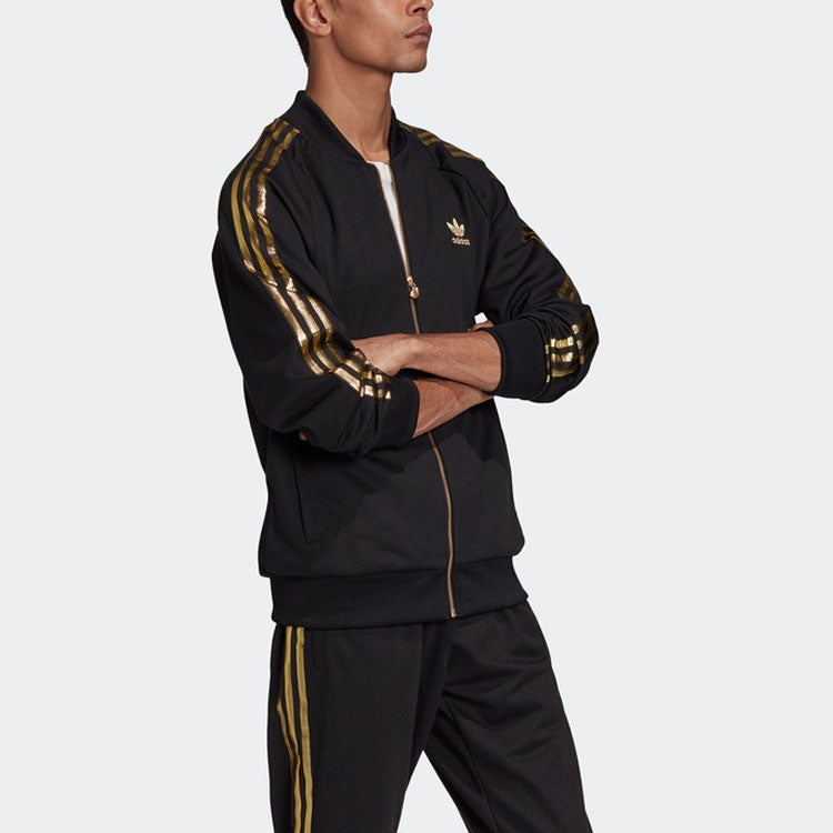 adidas originals SST 24 Track Jacket Gold Stripe Retro Sports Black GK0658