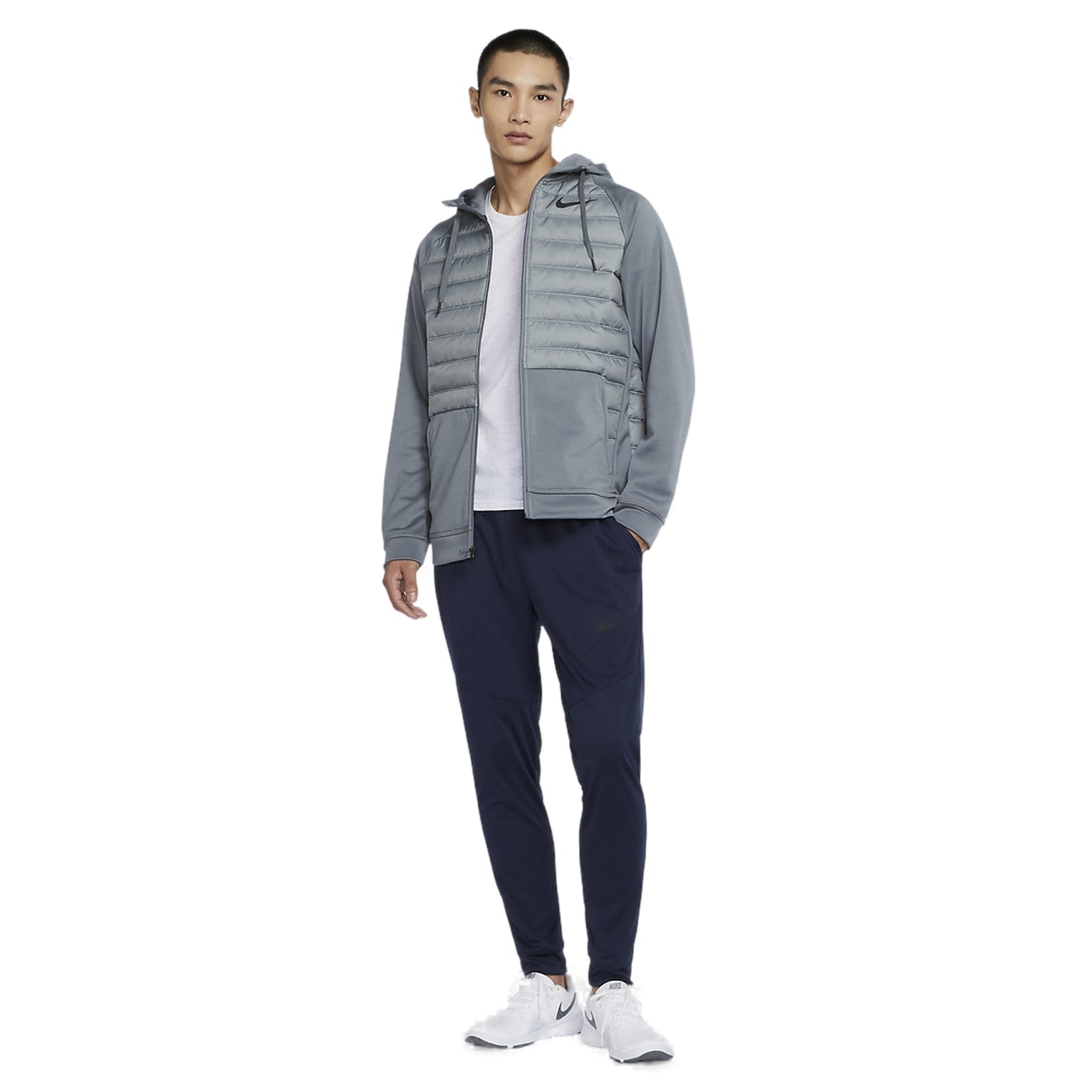 Nike Therma Dri-FIT Cardigan Fleece Lined Stay Warm Sports Training Hooded Jacket Gray BV6299-084