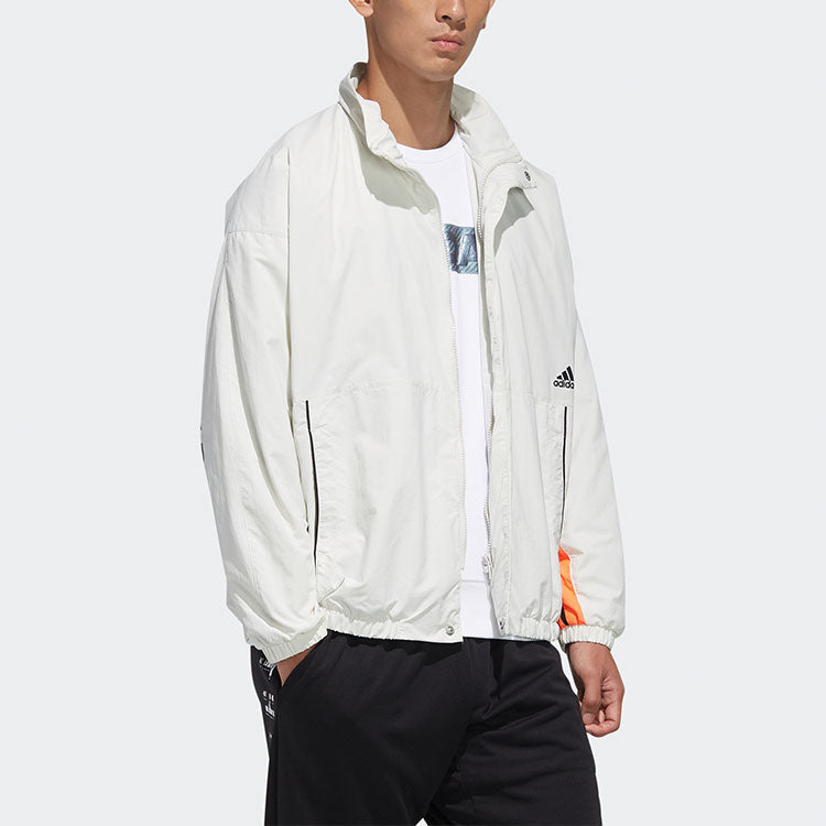 Men's adidas Mh Cb Jkt Back Alphabet Logo Printing Sports Stand Collar Jacket Autumn Gray HN8480