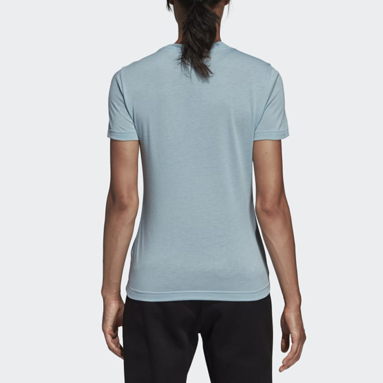 (WMNS) adidas Classic Logo Short Sleeve Blue DY7734