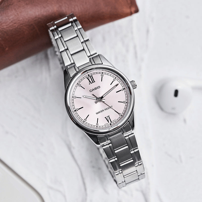 CASIO Quartz Waterproof SilverPink Analog LTP-V005D-4B2