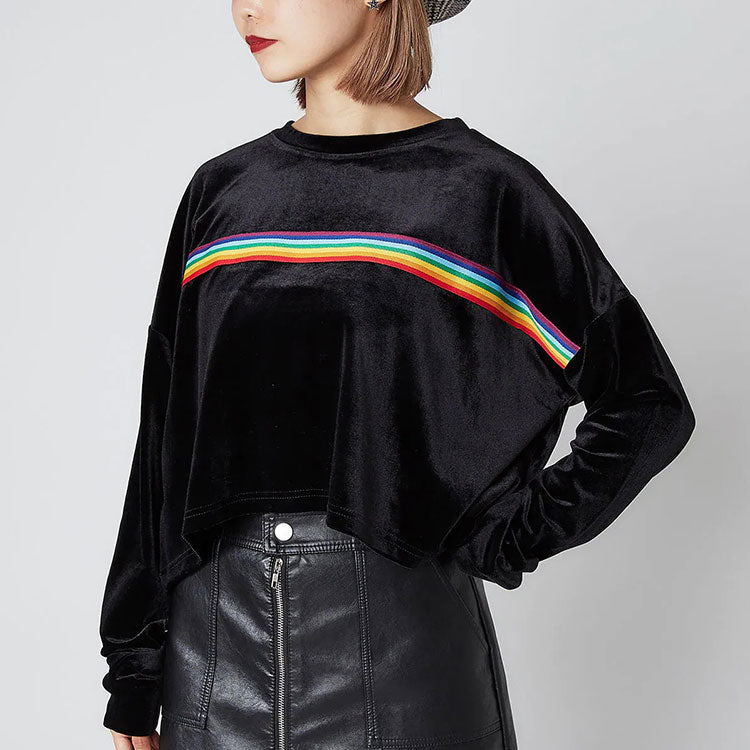 (WMNS) FILA x Atmos Pink Crossover Multi-Color Stripe Casual Pullover Long Sleeves Black FL3551-08