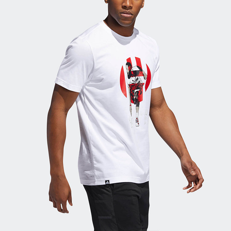 adidas Harden Geek Up Printing Sports Round Neck Short Sleeve White DU6292