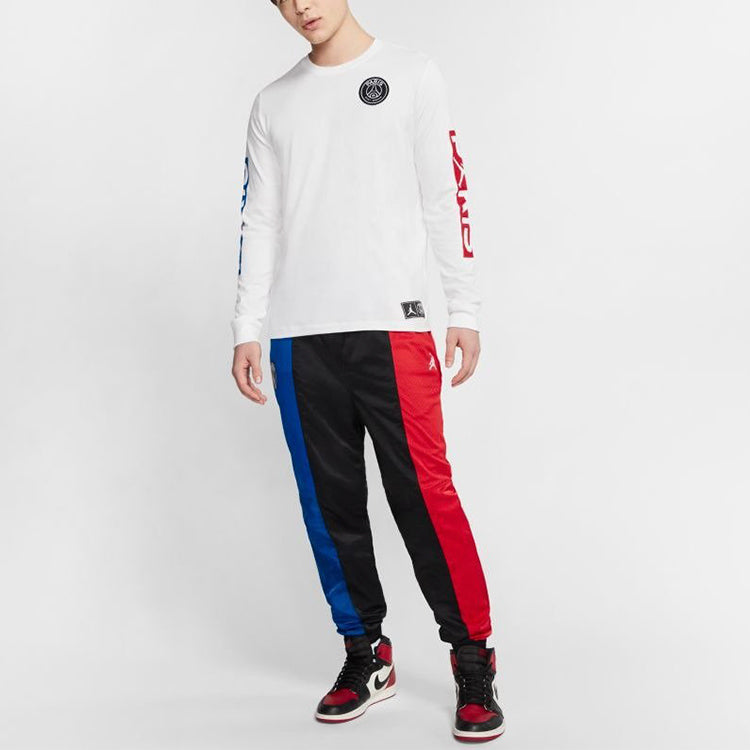 Air Jordan Chest Round Neck Pullover Long Sleeves T-Shirt Men's White BQ8382-101