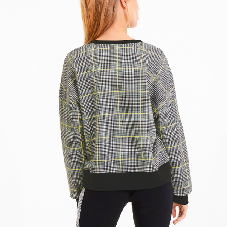 (WMNS) PUMA Rechack Pack Crew Sweatshirt 'Grey Black White Yellow' 597892-01
