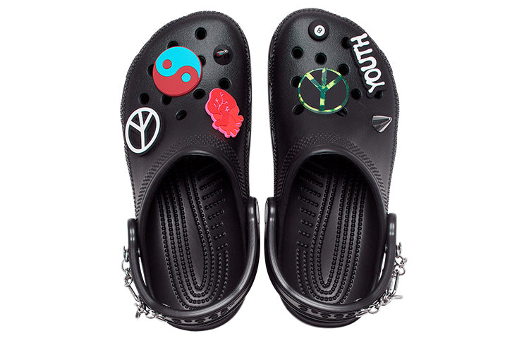 Crocs Classic Feel The Positivity Casual Unisex Black Sandals 207571-001