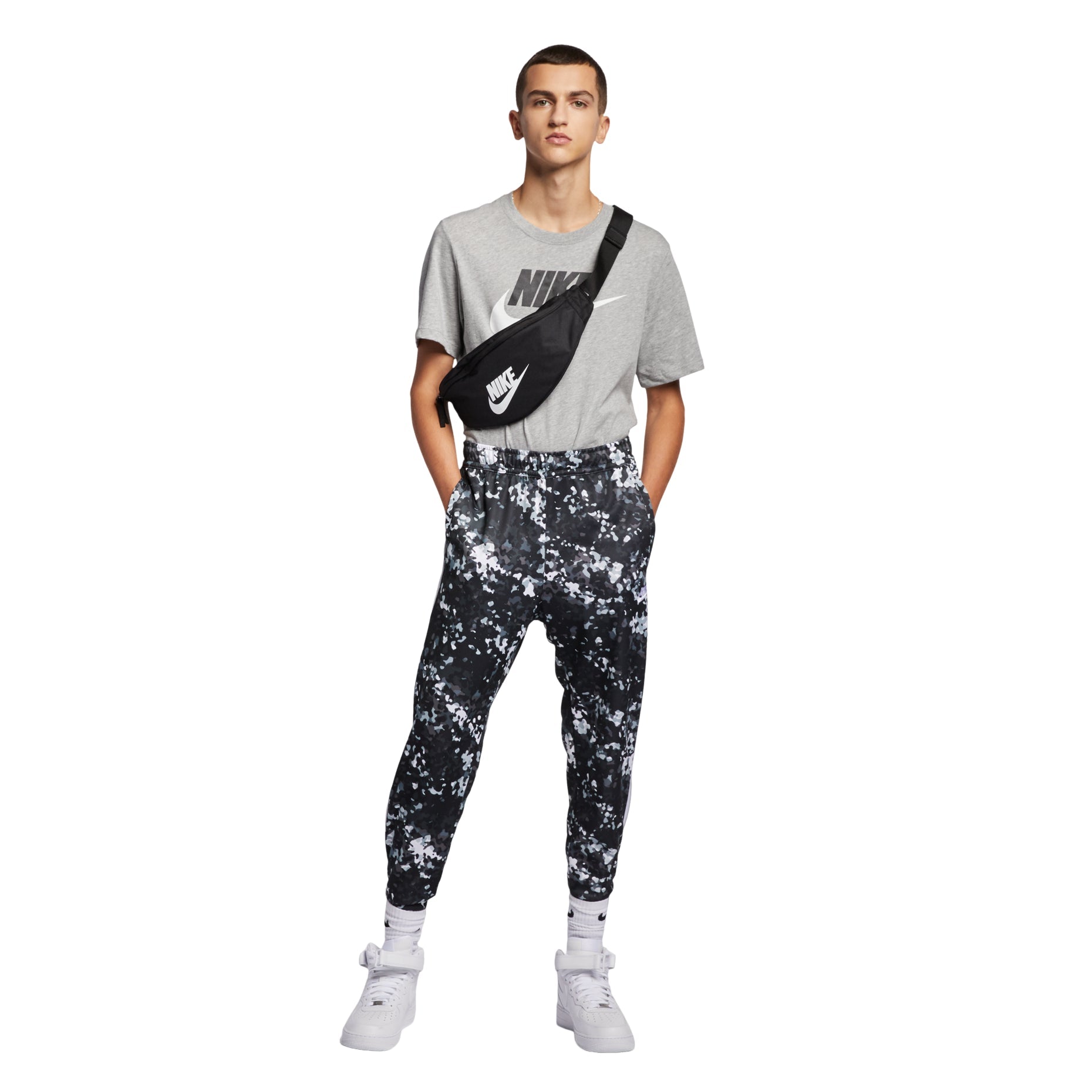 Nike Sportswear Logo Printing Sports Quick Dry Knit Short Sleeve Gray AR5005-063