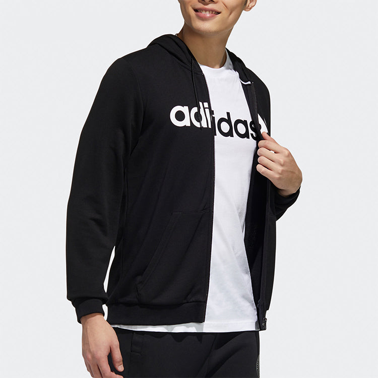 adidas neo Alphabet Printing Casual Sports Zipper Black GJ8927