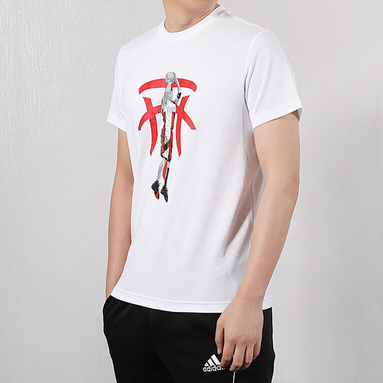 adidas Basketball Sports Round Neck Short Sleeve White DU6438