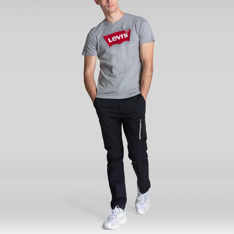 Men's Levis Alphabet Logo Loose Round Neck Short Sleeve Gray T-Shirt 17783-0138