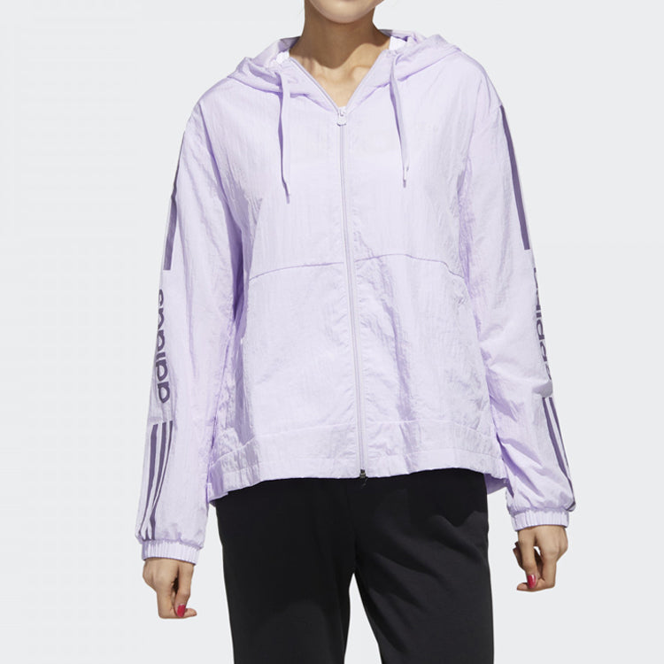 (WMNS) adidas neo Letter Printing Hooded Jacket Purple FP7455
