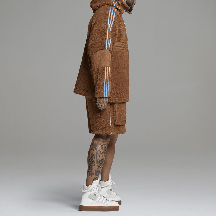 adidas originals x Ivy Park Crossover Teddy 4All Half Zipper hooded Pullover Fleece Sports Jacket Couple Style Brown H18991