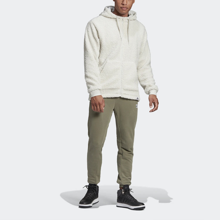 adidas Brilliant Basics polar fleece Stay Warm Solid Color Hooded Jacket Gray GD3834