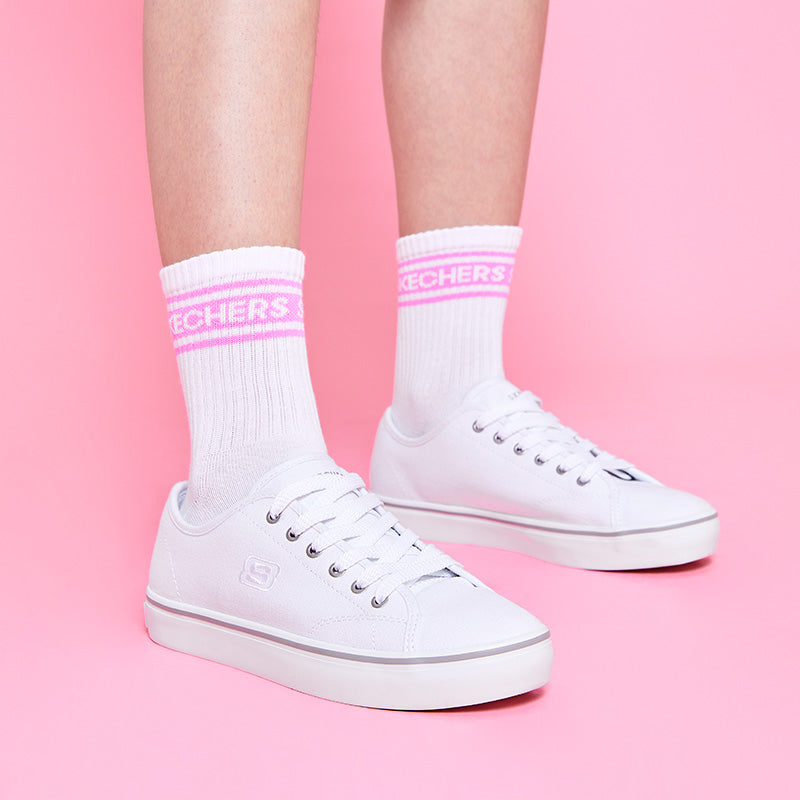 (WMNS) Skechers Cupsole 1 Low-Top Canvas Shoes White 66666131-WHT