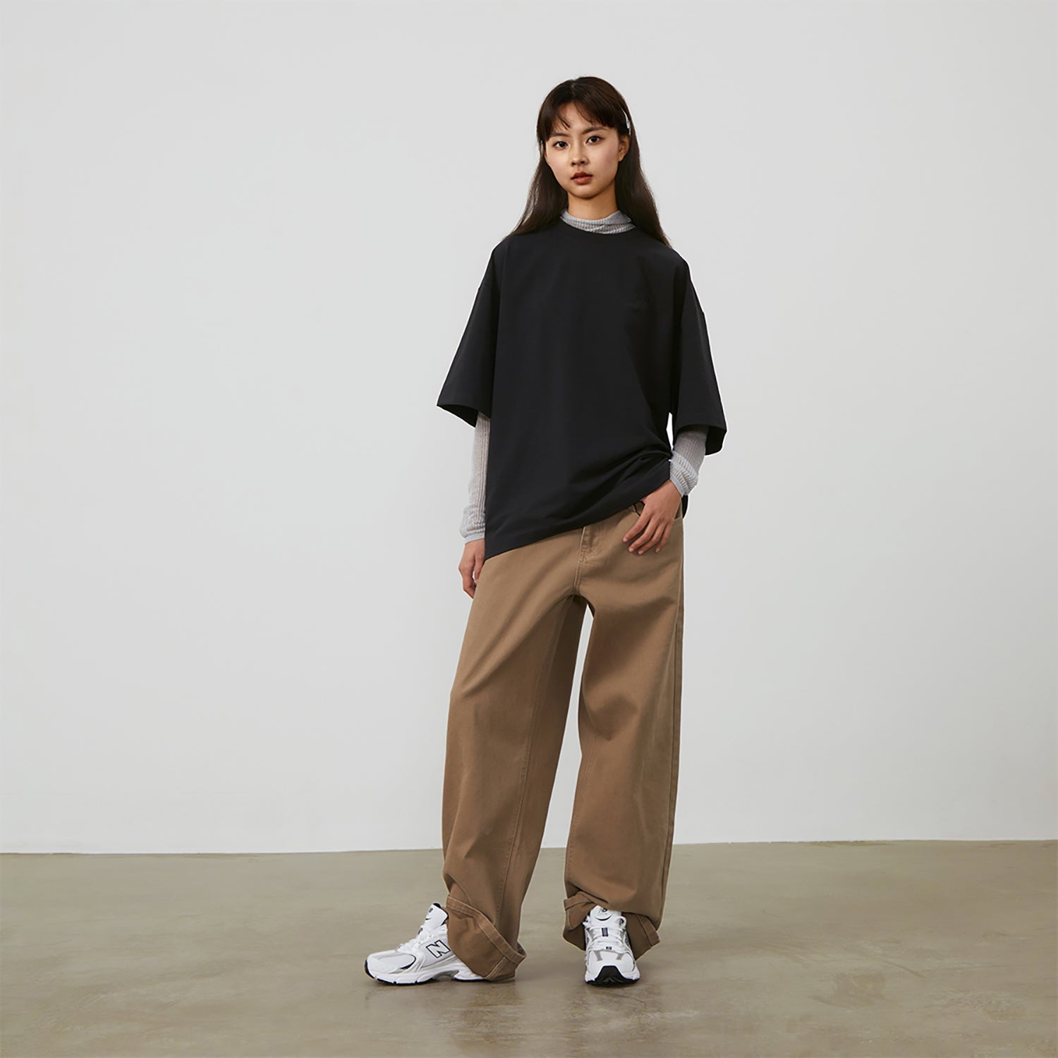 New Balance Linear Heritage Brushed Back Jersey Oversized T-Shirt Asia Sizing 'Black' AMT42335-BK