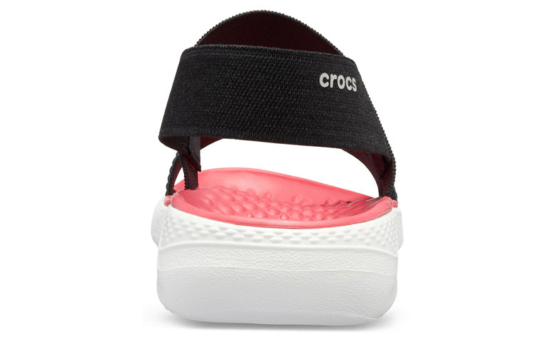 (WMNS) Crocs LiteRide Pattern Outdoor Open Toe Black Red Sandals 'Black Red' 205868-066