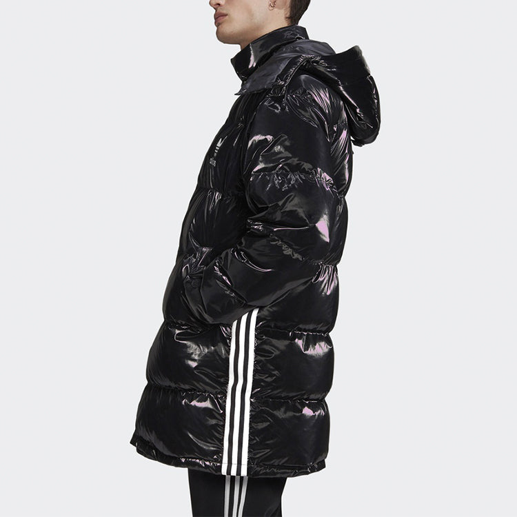 adidas originals Thicken Windproof hooded mid-length Sports Down Jacket Black GJ6732