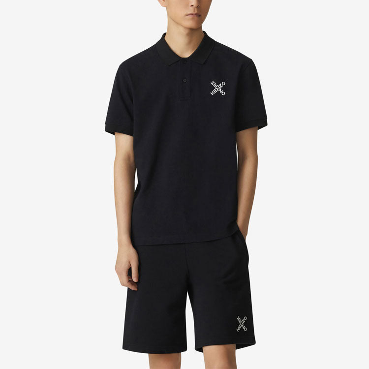 Men's KENZO XLogo Alphabet Short Sleeve Polo Shirt Black FA65PO0504SK-99