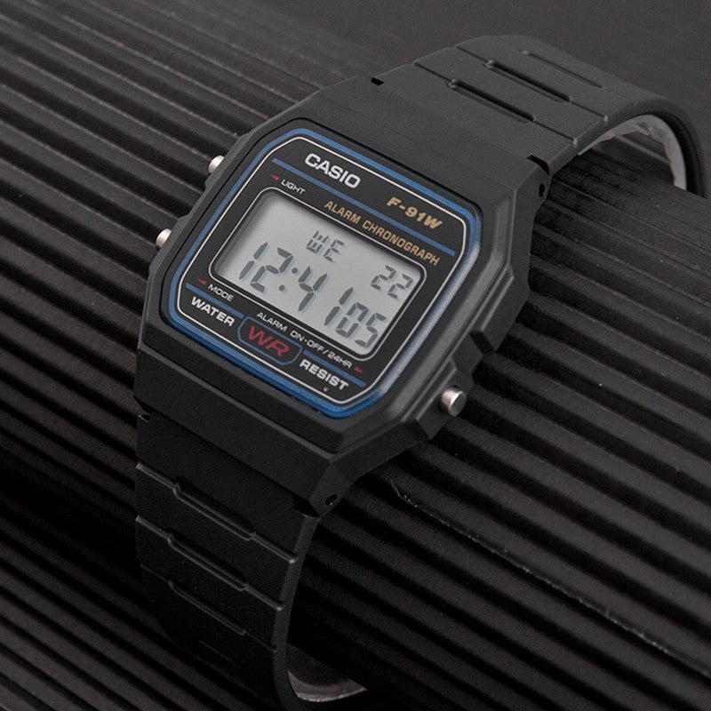 Casio Retro Fashion Analog-Digital Watch 'Black Blue' F-91W-1JH