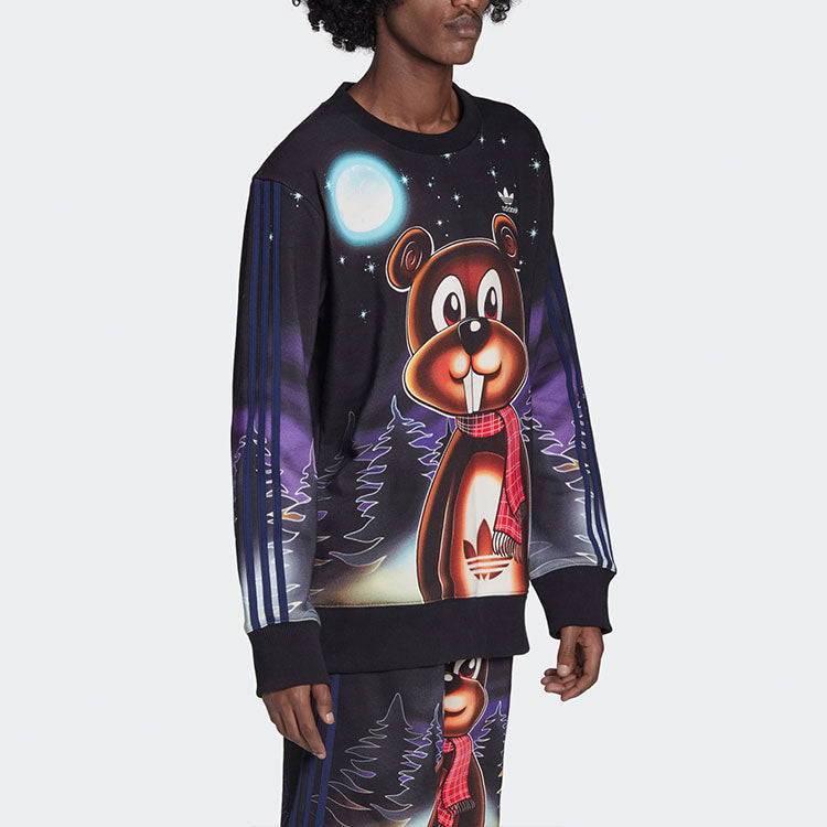 Men's adidas originals x Kerwin Frost Crossover Cartoon Full Print Sports Round Neck Pullover HG8776