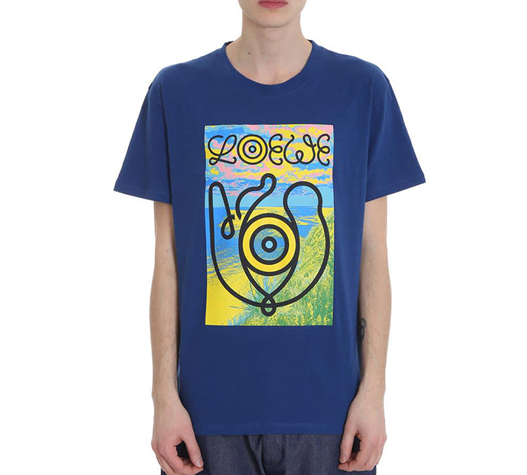 Men's LOEWE Eye Printing Short Sleeve Blue H6109822PC-5130