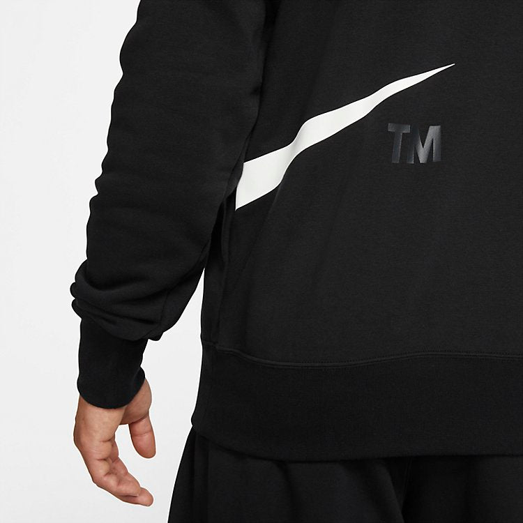 Nike Semi-Brushed Back Pullover Hoodie 'Black White' DD6011-010