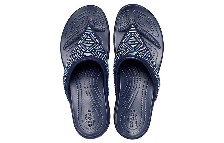(WMNS) Crocs Monterey Beaded Flip-Flops Deep Blue 206851-410