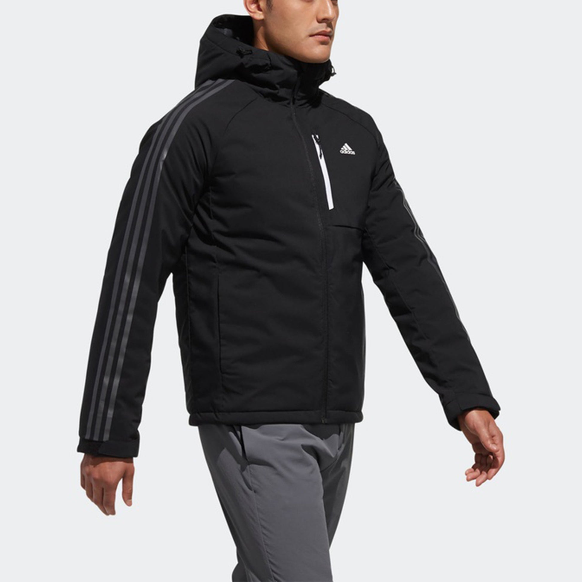 adidas 3stripes Down H Stay Warm raglan sleeve Sports hooded down Jacket Black DM1965