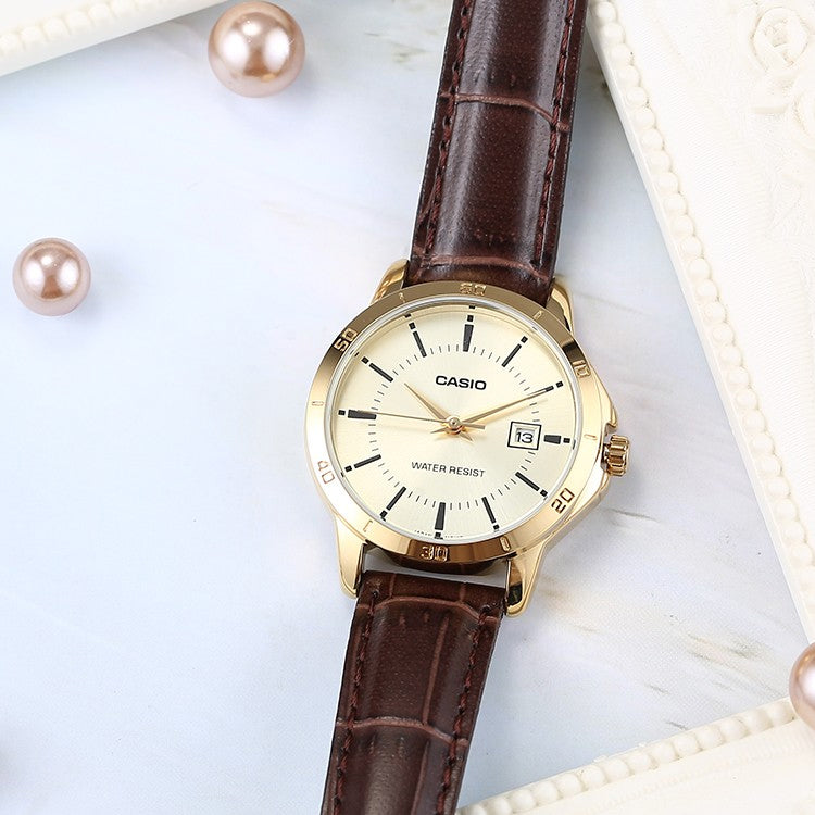 CASIO ENTICER&DRESS Series Vintage Waterproofes Yellow Couple Quartz Gold Analog MTP-V004GL-9A&LTP-V004GL-9A